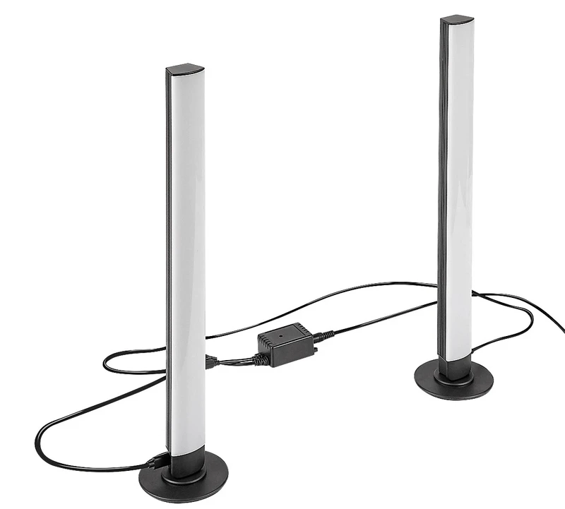Paco – LED table lamp in black/white, Ø35mm, 5W, RGB, with remote