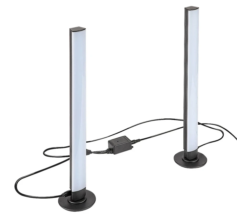 Table Lamps Paco – LED table lamp in black/white, Ø35mm, 5W, RGB, with remote
