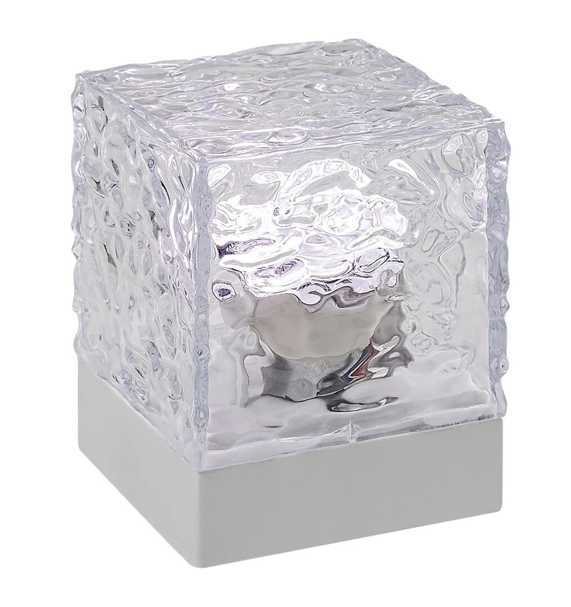 Настолни лампи Cubiko – LED декоративна лампа в бяло с прозрачен абажур, 75×95мм, RGB, с дистанционно