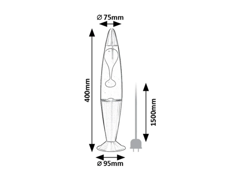 Lollipop3 – decorative lava lamp in silver with clear glass, Ø75mm, LED, 3000K