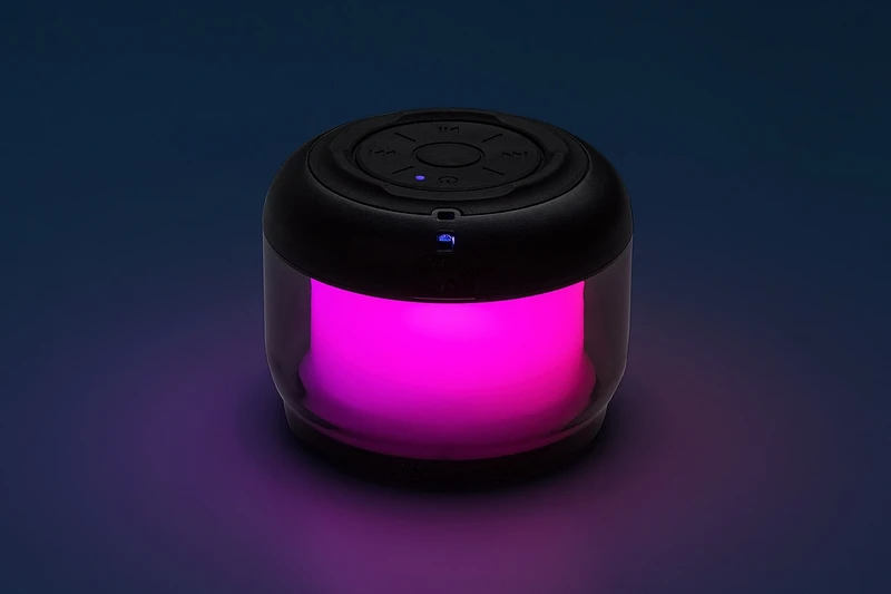 Radelia – LED children's lamp with Bluetooth and RGB, Ø80mm, black, IP20