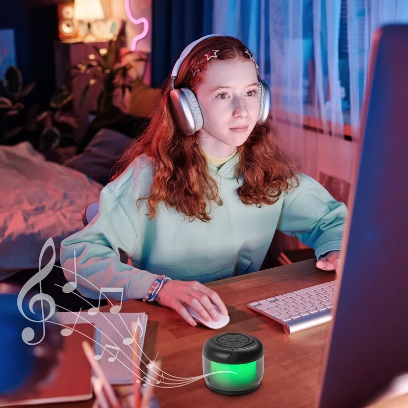 Radelia – LED children's lamp with Bluetooth and RGB, Ø80mm, black, IP20