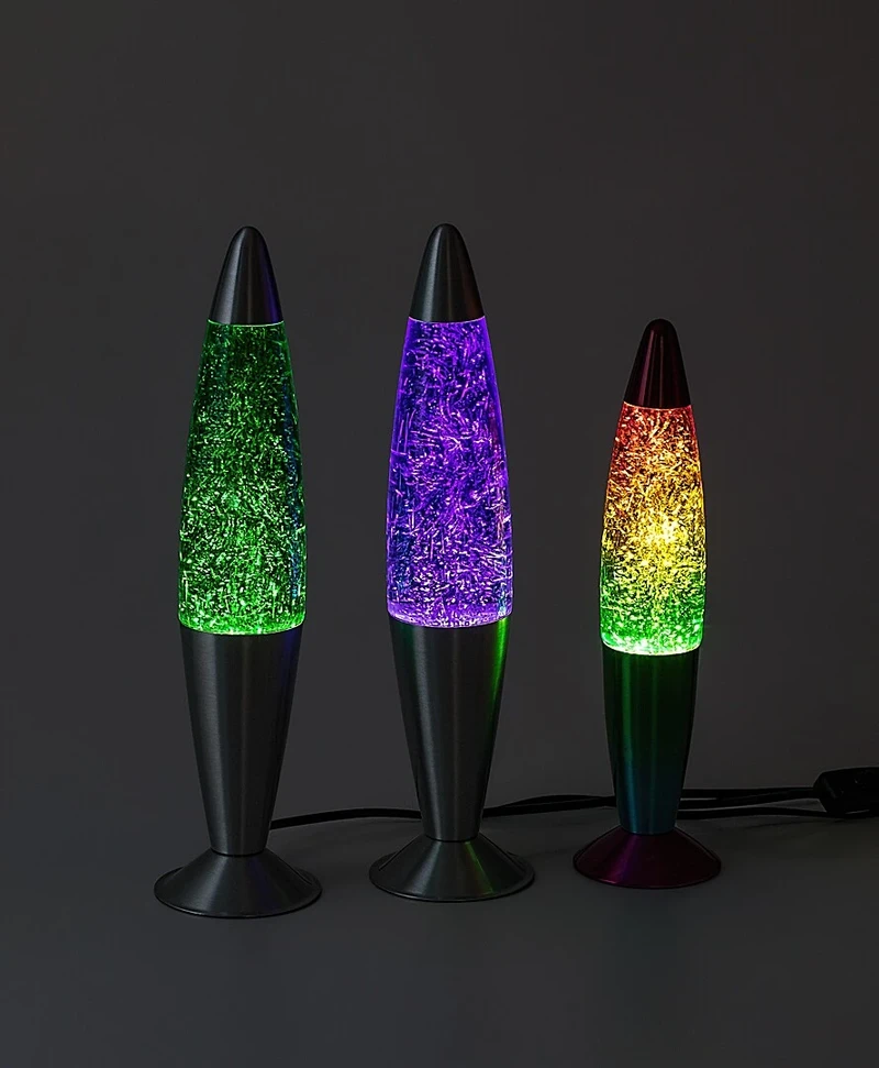 Glitter2 – декоративна лава лампа в сребристо с прозрачно стъкло, Ø75мм, 3000K