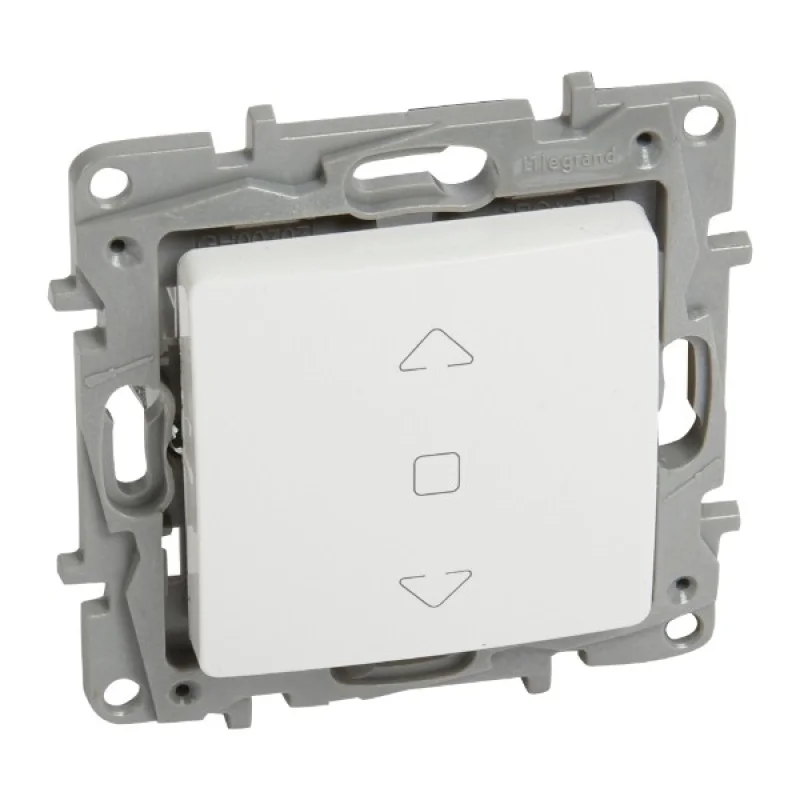 Бутон за управление на щори 6A 3-позиционен Бял - Legrand Niloe 764512