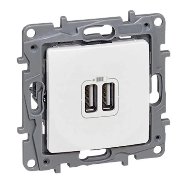 Legrand Розетка 2xUSB за зареждане тип A+A 5V 3A 15W Бял - Legrand Niloe 764594