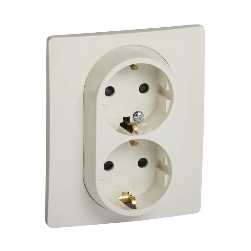 Legrand Schuko socket double with frame with children's protection 2P+E 16A Cream - Legrand Niloe 764644