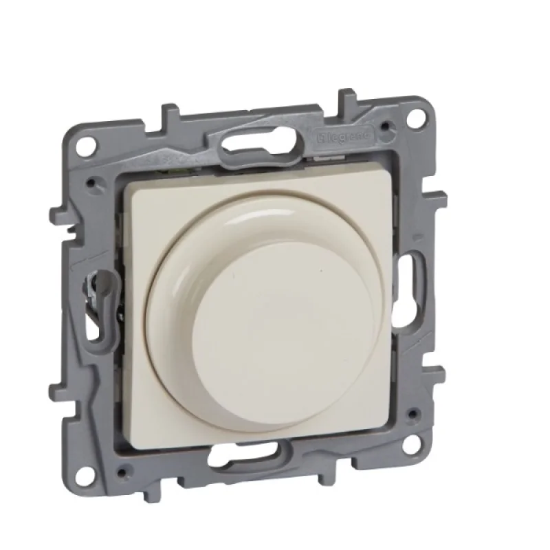 Ротационен димер за всички товари 5-300W / 3-300V и LED 5-75W Крем - Legrand Niloe 764688