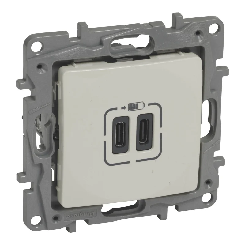 Legrand Розетка 2хUSB за зареждане тип C+C 5V 3A 15W Крем - Legrand Niloe 764695