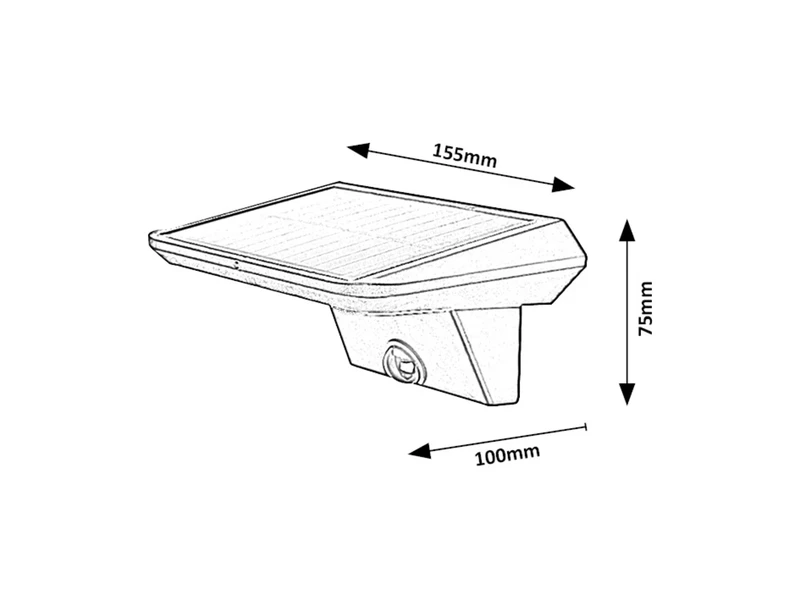 Qesa – соларна LED стенна лампа в черно с бял абажур, 155×75мм, 10W, 4000K, IP44
