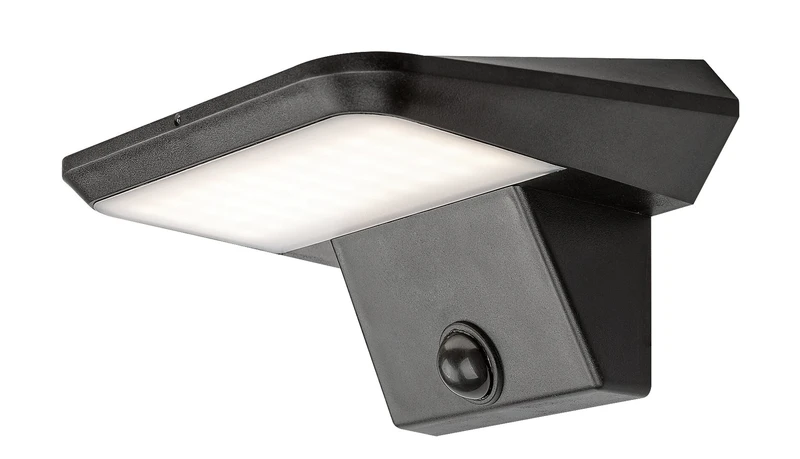 Qesa – соларна LED стенна лампа в черно с бял абажур, 155×75мм, 10W, 4000K, IP44