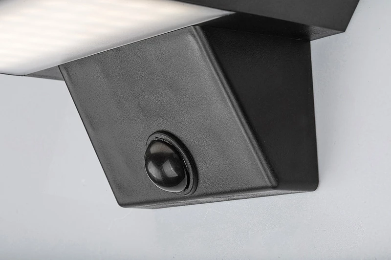 Qesa – соларна LED стенна лампа в черно с бял абажур, 155×75мм, 10W, 4000K, IP44