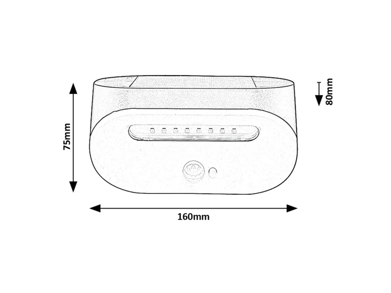 Brezno – solar LED lamp for wall in black/white, 160mm, 3.2W, 4000K, IP44