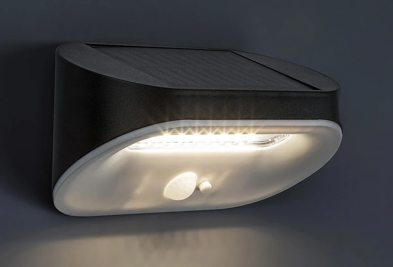 Brezno – solar LED lamp for wall in black/white, 160mm, 3.2W, 4000K, IP44