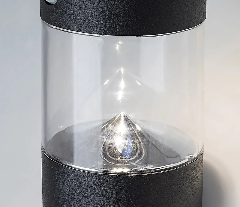 Kapuas – соларен LED аплик със сензор в черно, Ø90мм, 1.5W, 4000K, IP44