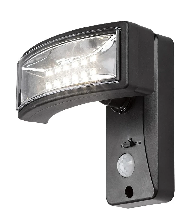 Valpovo – соларен LED прожектор с датчик за движение в черно, 155мм, 2.4W, 4000K