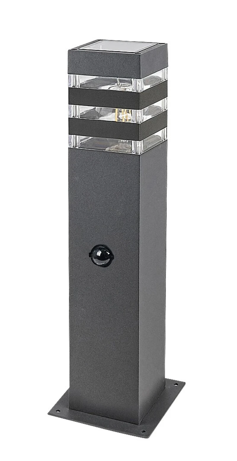Bollard Lights Ankara – modern garden lamp in anthracite with motion sensor, 440mm, E27, IP44