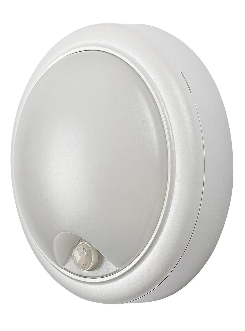Hitura – LED външна стенна лампа в бяло с датчик за движение, Ø180мм, 15W, 4000K, IP54