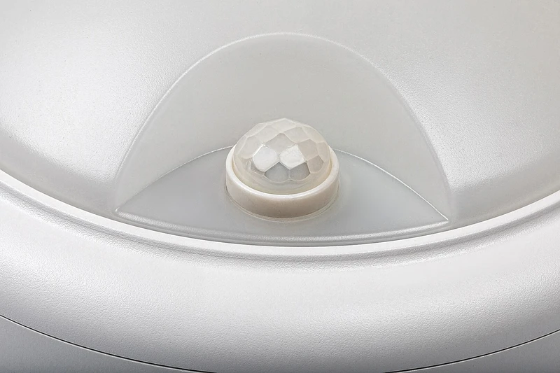 Hitura – LED външна стенна лампа в бяло с датчик за движение, Ø180мм, 15W, 4000K, IP54