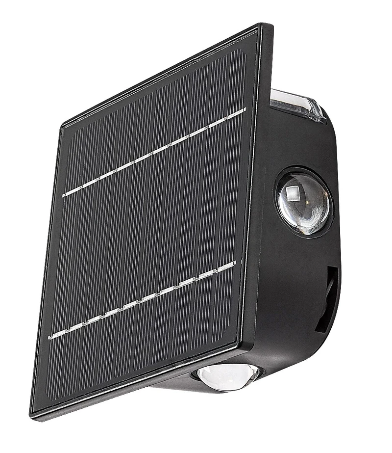 Emmen – solar LED wall light in black, 130×130mm, 0.5W, 3000-6000K, IP54