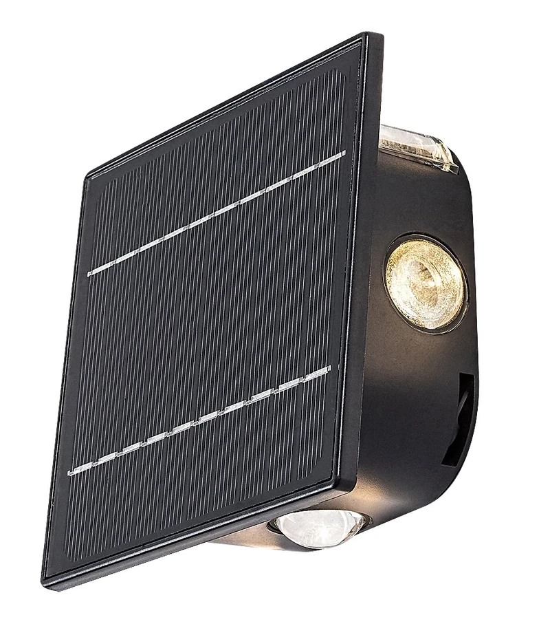 Decorative Solar Lights Emmen – solar LED wall light in black, 130×130mm, 0.5W, 3000-6000K, IP54