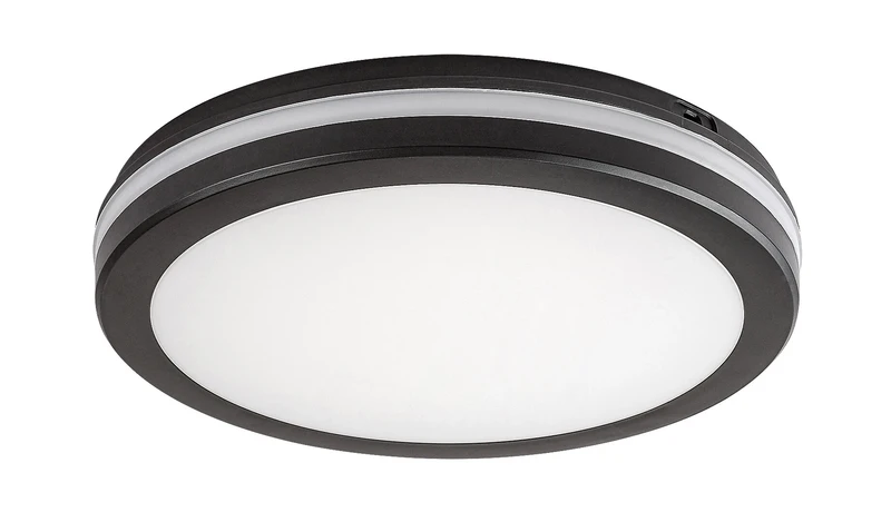 Indre – LED ceiling light for terrace in black/white, Ø300mm, 28W, 3000-6500K, IP54