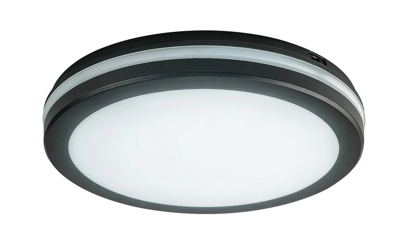 Indre – LED ceiling light for terrace in black/white, Ø300mm, 28W, 3000-6500K, IP54