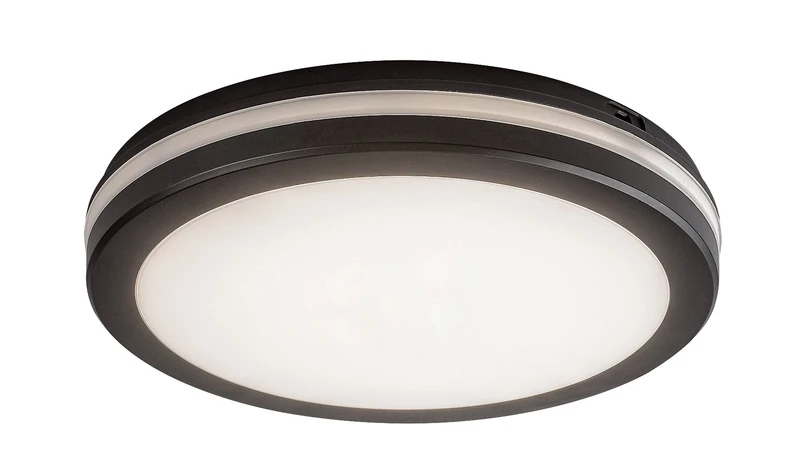 Indre – LED ceiling light for terrace in black/white, Ø300mm, 28W, 3000-6500K, IP54