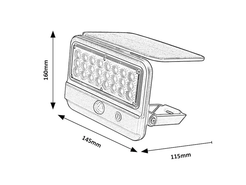 Flaxton – solar LED wall light in black with sensor, 145×160mm, 7W, 4000K