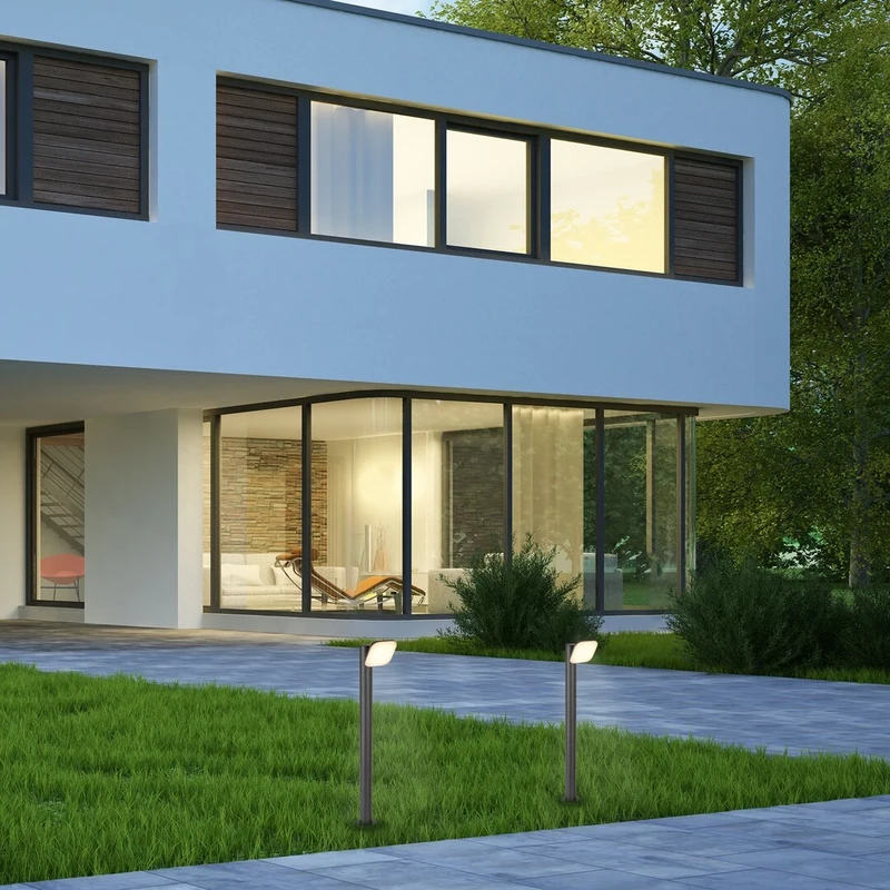 Odiel – LED градинска стояща лампа в черно с бял абажур, 800мм, 12W, 3000K