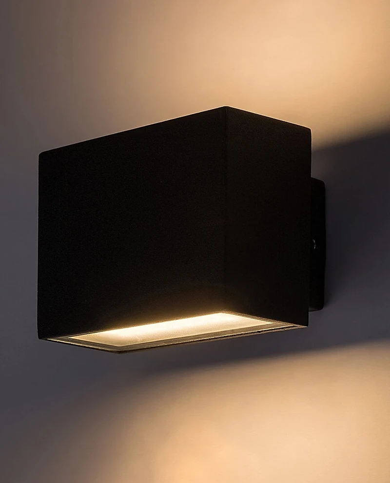 Mataro – LED външна стенна лампа в черно с бяло стъкло, 90×65мм, 7W, 4000K, IP54