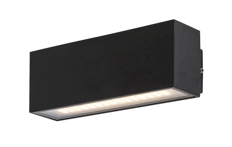 Външно стенно осветление Mataro – LED фасадна лампа в черно с бяло стъкло, 180×65мм, 10W, 4000K, IP54