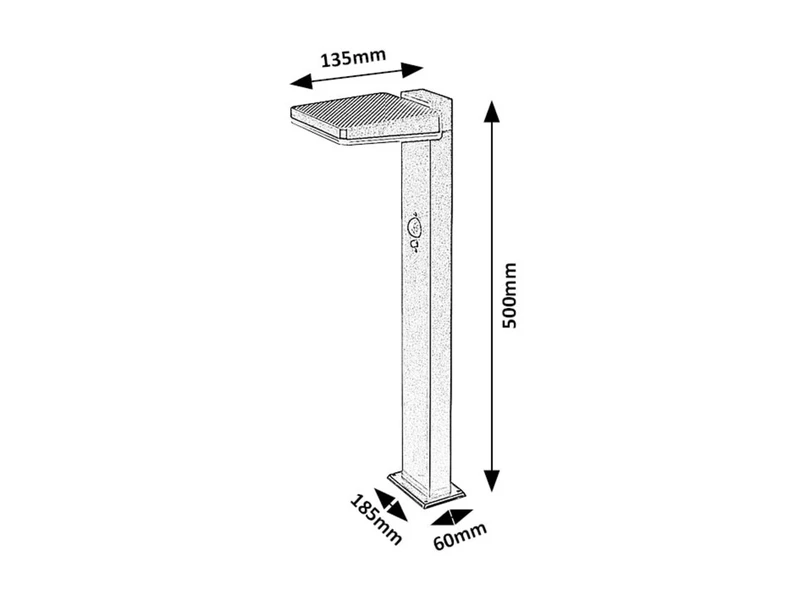 Lasset – соларна градинска лампа в черно/бяло, 135×500мм, 4.4W, 4000K, IP54