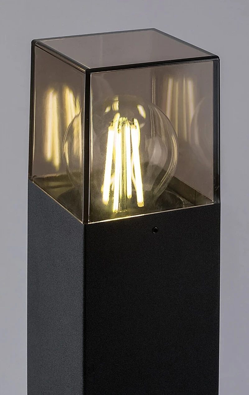 Loanda – modern outdoor lamp in black with tinted shade, 80×650mm, 1×E27, IP44