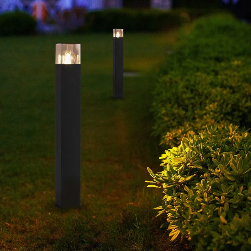 Loanda – modern outdoor lamp in black with tinted shade, 80×650mm, 1×E27, IP44
