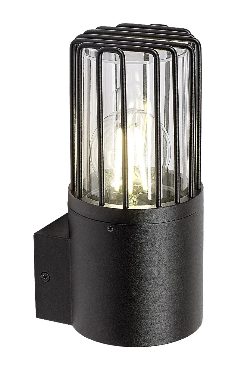 Outdoor Wall Lights Haren – modern outdoor wall light in black, Ø95mm, 1×E27, IP54