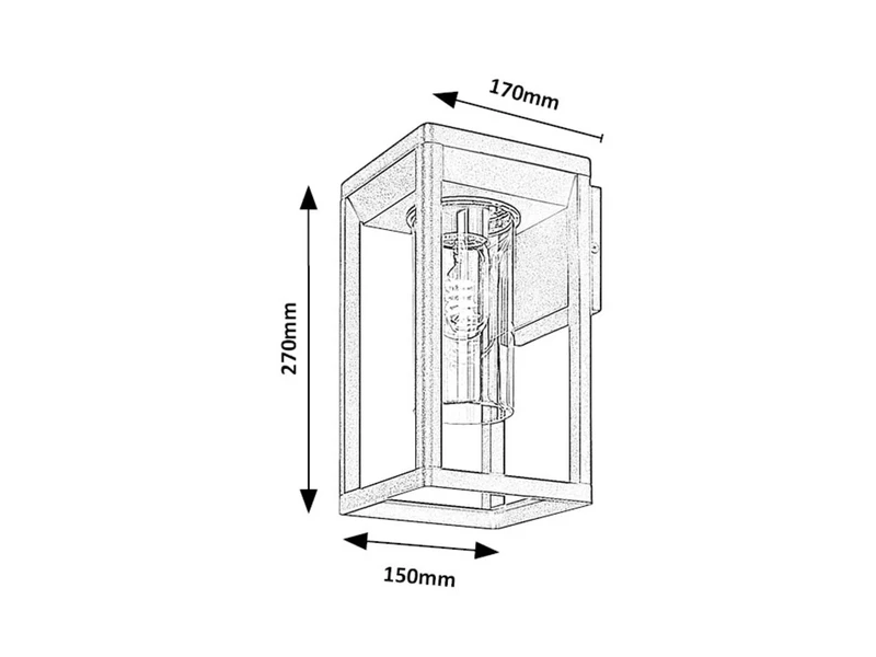 Zernest – външна стенна лампа в черно с прозрачен абажур, 150×270мм, 1×E27, IP54