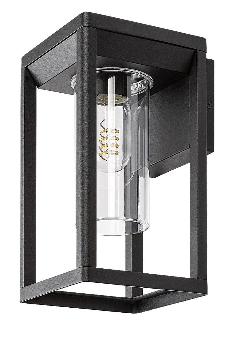 Zernest – външна стенна лампа в черно с прозрачен абажур, 150×270мм, 1×E27, IP54