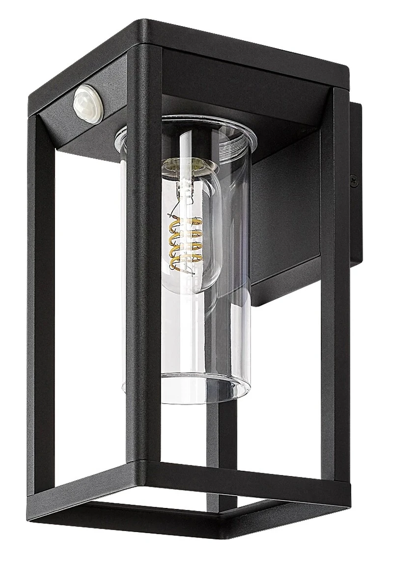 Zernest – modern facade wall light in black with motion sensor, 150×270mm, IP54, E27