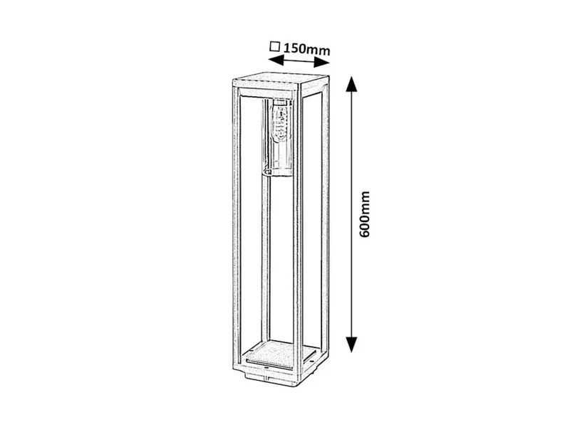 Zernest – outdoor floor-standing lamp in black, 150×600mm, IP54, 1×E27