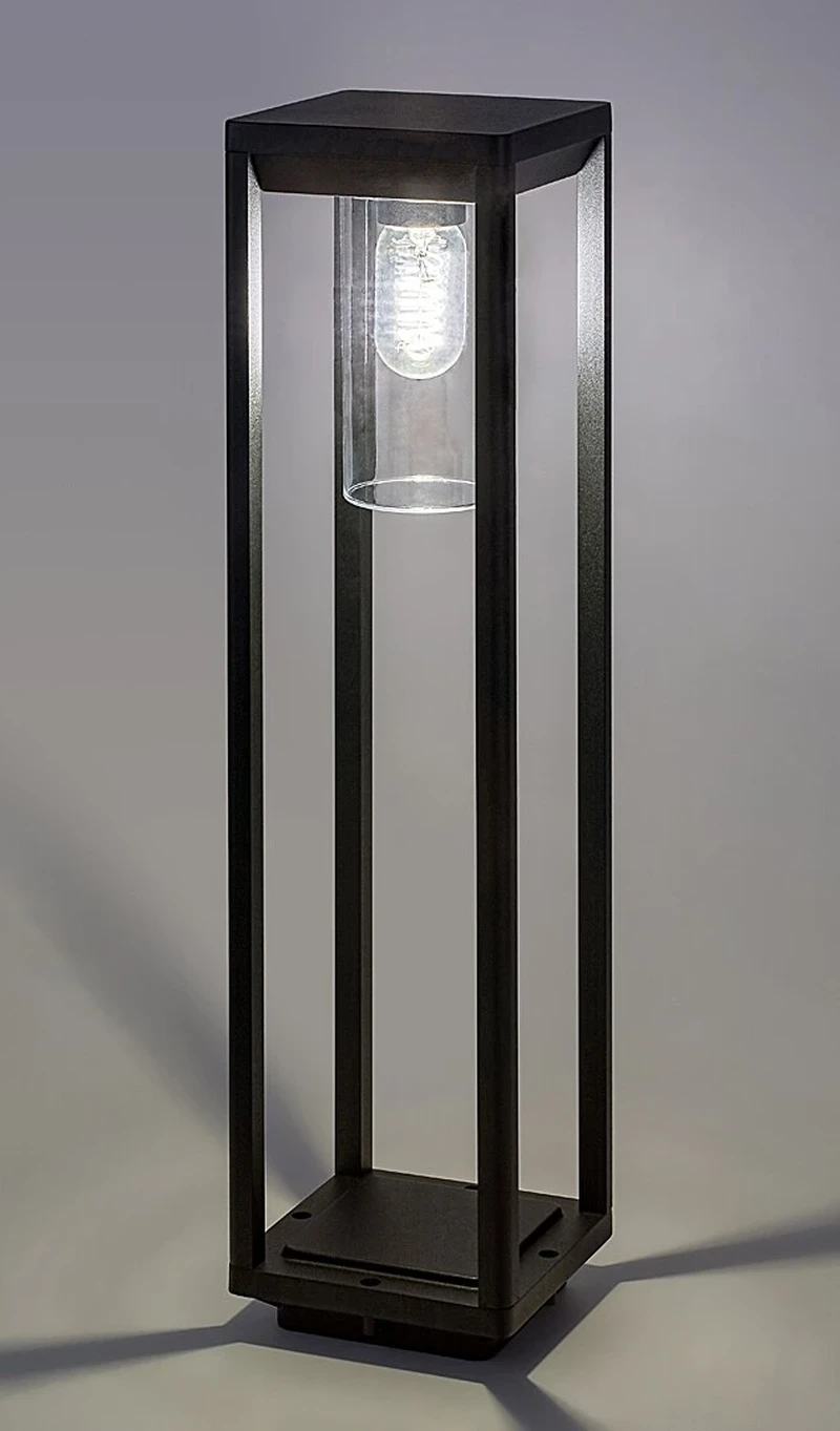 Zernest – outdoor floor-standing lamp in black, 150×600mm, IP54, 1×E27