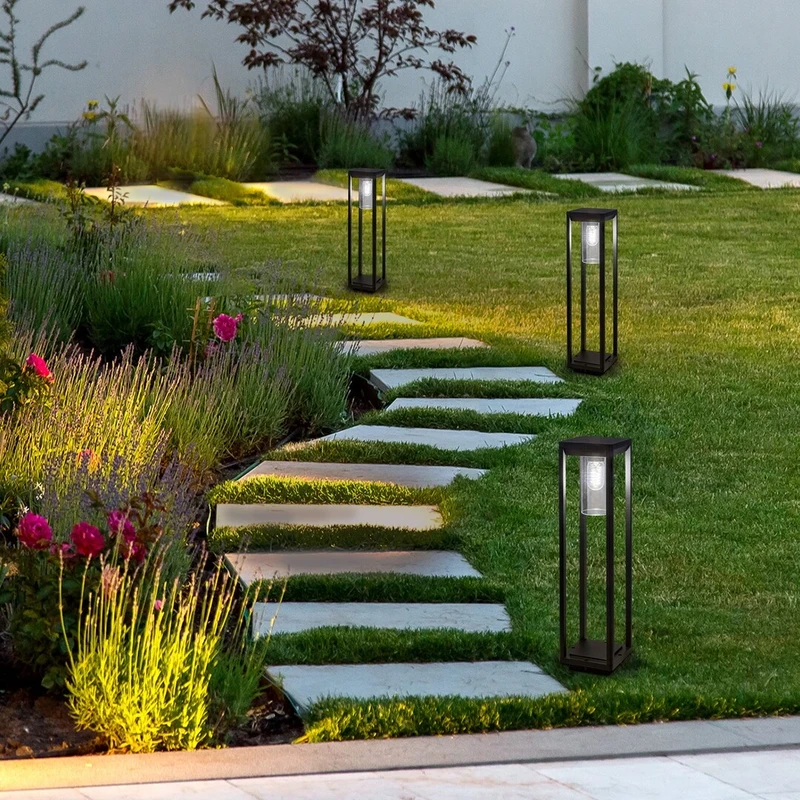 Zernest – outdoor floor-standing lamp in black, 150×600mm, IP54, 1×E27