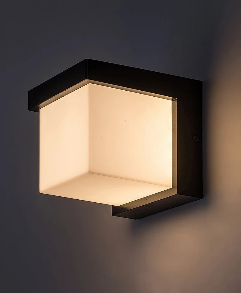 Andelle – LED outdoor wall light in black with white shade, 115×115mm, 10W, 3000K, IP54