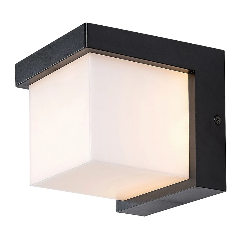 Outdoor Wall Lights Andelle – LED outdoor wall light in black with white shade, 115×115mm, 10W, 3000K, IP54