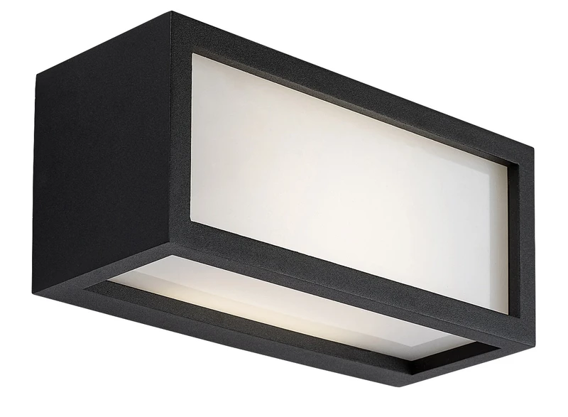 Lublin – LED outdoor wall light in black with white shade, 250×110mm, 10W, 4000K, IP54