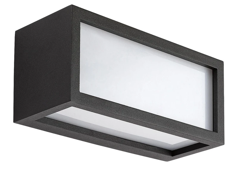 Lublin – LED outdoor wall light in black with white shade, 250×110mm, 10W, 4000K, IP54