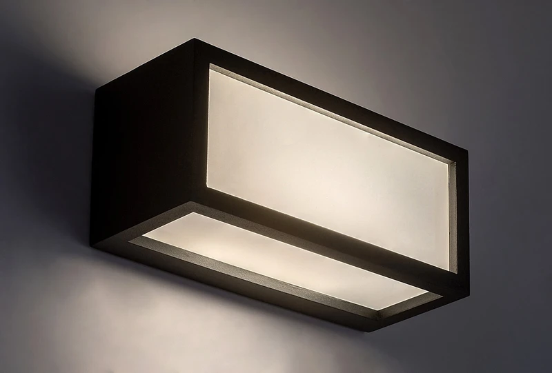 Lublin – LED outdoor wall light in black with white shade, 250×110mm, 10W, 4000K, IP54
