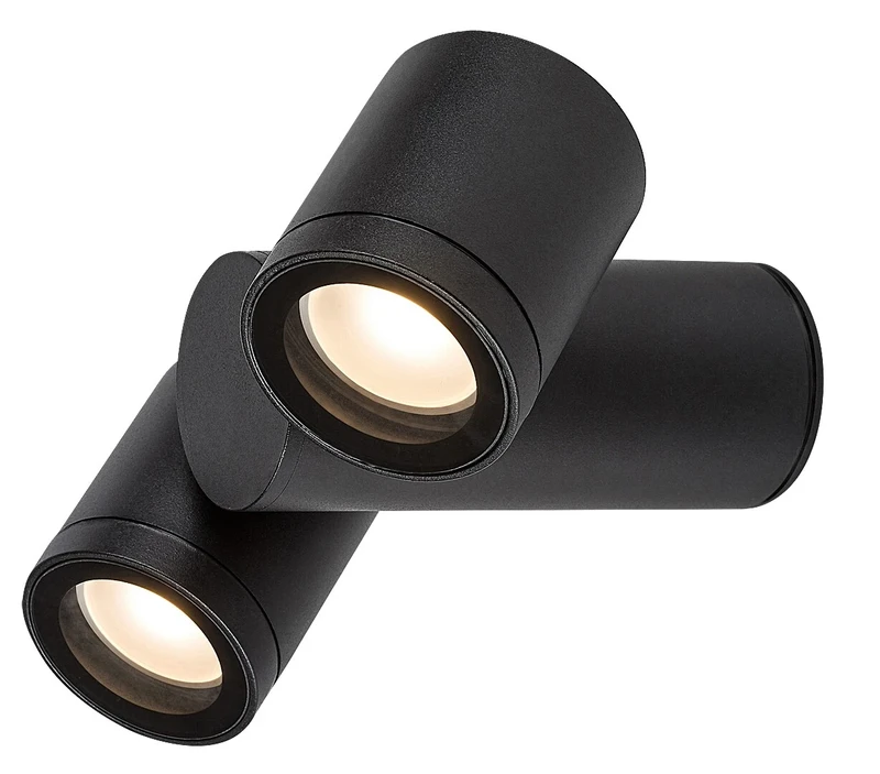 Outdoor Wall Lights Enol – modern double facade wall light in black with clear glass, 2×GU10, IP44