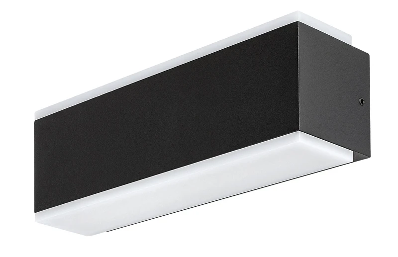 Mataro – LED outdoor wall light in black with white shade, 230×75mm, 12W, 3000K, IP54