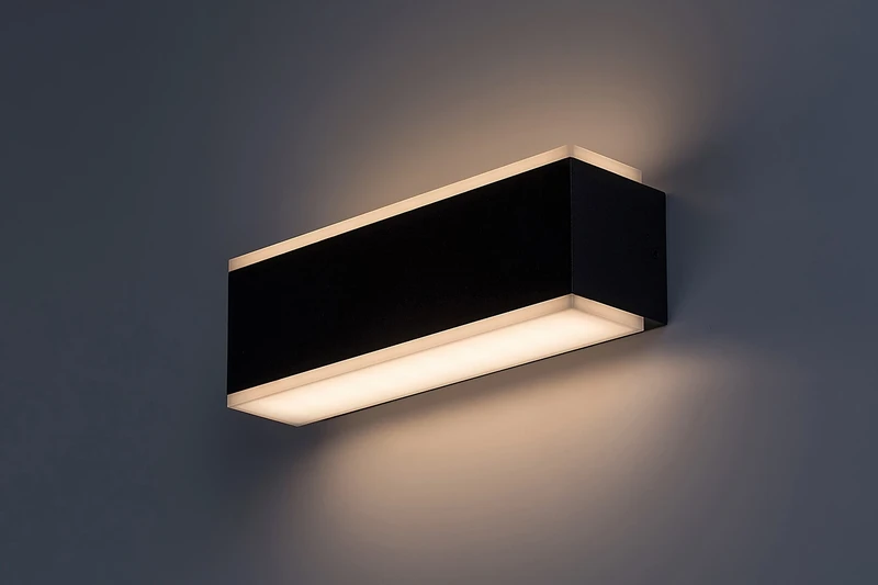 Mataro – LED outdoor wall light in black with white shade, 230×75mm, 12W, 3000K, IP54