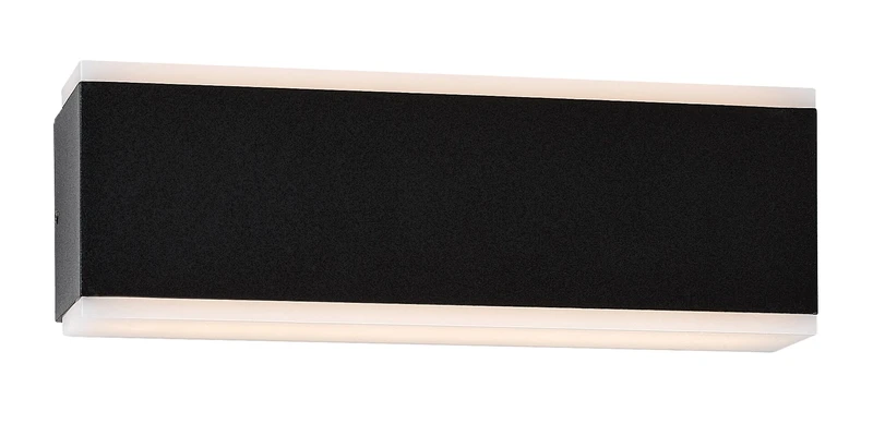 Mataro – LED outdoor wall light in black with white shade, 230×75mm, 12W, 3000K, IP54